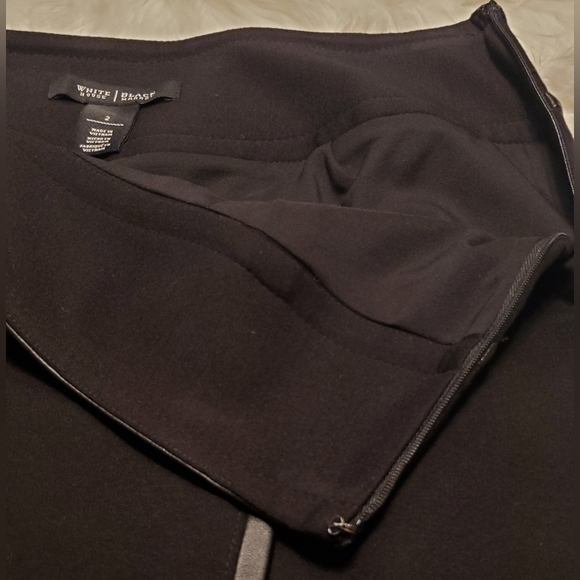 White House Black Market Mock Wrap Mini Skirt Faux Leather Trim In Black Size 2 - Picture 3 of 7